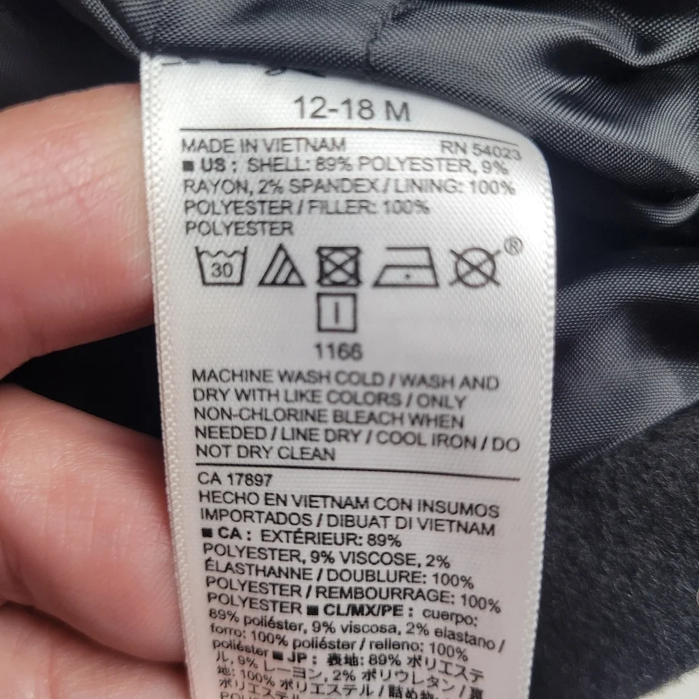 Old Navy Infant Size 12-18 Month Black Peacoat